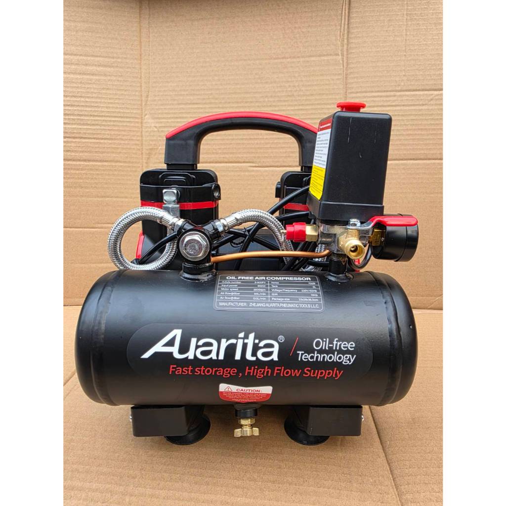 AUARITA ปั๊มลม ออยฟรี เสียงเงียบ 3 ลิตร 900W ถังลม Oil Free รุ่น 2-900F3