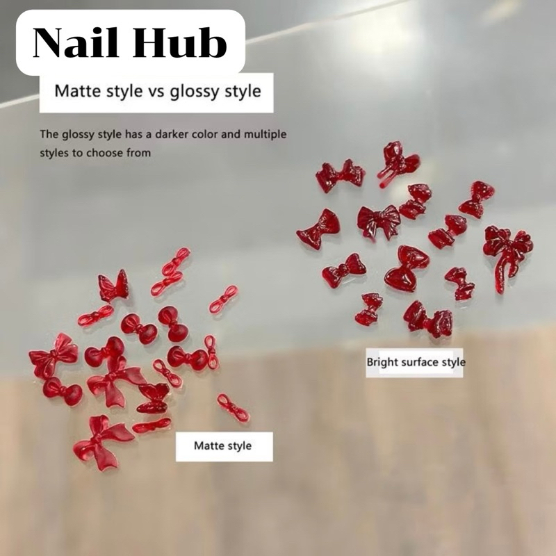 AC.1520 ร้านไทย 🇹🇭🇹🇭🇹🇭แพ็ค 10 ชิ้น พร้อมส่ง เรซินแต่งเล็บสีแดงเลือดหมู มีให้เลือกหลายแบบ - รูปที่ 4