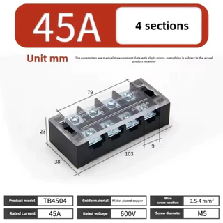 45A เทอร์มินอล บล็อกต่อสาย Terminal รุ่น TB45 3-12 ช่อง (45A 600V) Terminal Block TB-45