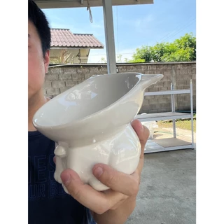 ชามอาหารแมว ชามอาหารหมา เซรามิก สีขาวล้วน ขนาด 250ml สัดส่วน 130x105x85mm ออกใบกำกับภาษีได้