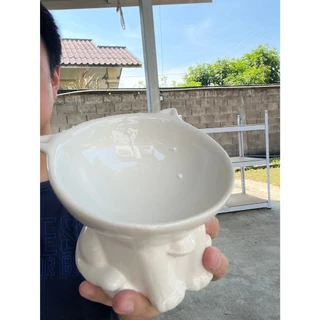 ชามอาหารแมว ชามอาหารหมา เซรามิก สีขาวล้วน ขนาด 250ml สัดส่วน 130x105x85mm ออกใบกำกับภาษีได้