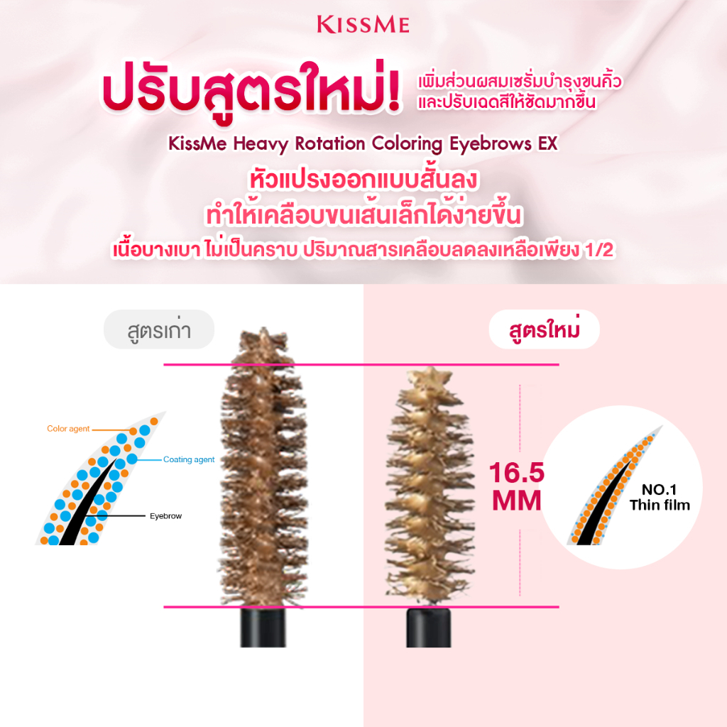 [ปรับสูตรใหม่] คิสมี มาสคาร่าคิ้ว เนื้อฟิล์ม สูตรกันน้ำ KISS ME Heavy Rotation Coloring Eyebrow EX