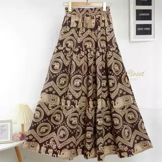 COM518 TARA SKIRT กระโปรง ลายธารา เอวสูง แต่งระบายเป็นชั้นๆ ทรงบอลลูน สม็อครอบเอว ผ้าไหมอิตาลี ผ้าดี ใส่สบาย ไม่ร้อน
