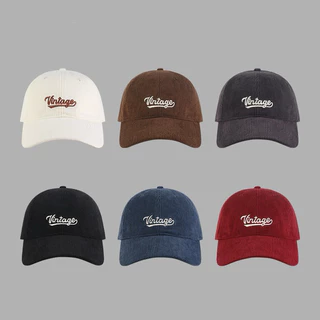 (EO) หมวกแก๊ปกันแดด ผ้าลูกฟูก cap (ป้ายvintage)