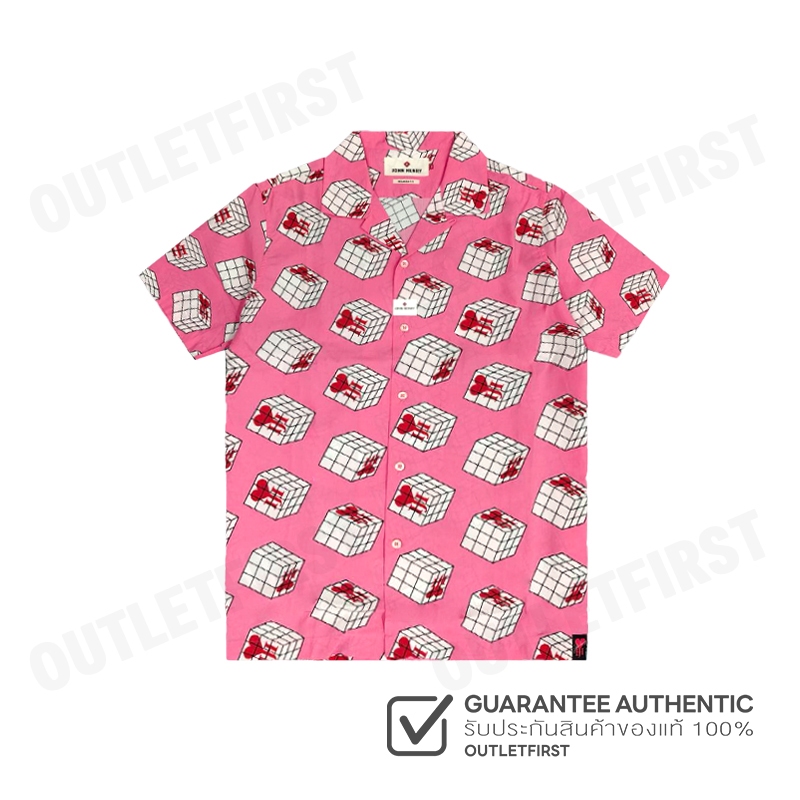 JOHN HENRY รุ่น CUBIC COLLAR BLOCK PATTERN PRINTED SHIRT (PINK) CODE:JH S124MSSRL16 เสื้อเชิ้ตแขนสั้