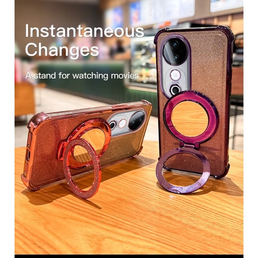 เคสโทรศัพท์ กริตเตอร์ หรูหรา สำหรับรุ่น vivo V60Lite V60 V50 V40 V40pro กันกระแทก ป้องกันกล้อง กระจก แต่งหน้า ตั้งได้ 2