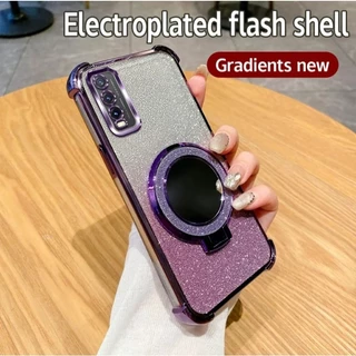 เคสโทรศัพท์ กริตเตอร์ หรูหรา สำหรับ vivo Y20 Y20S Y12A Y12S Y3S กันกระแทกมุม ป้องกันกล้อง กระจก แต่งหน้า ตั้งได้ F2