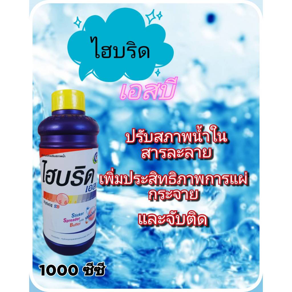 บริษัทเทพวัฒนา ไฮบริด เอสบี สารปรับสภาพน้ำ + สารจับใบ เพิ่มประสิทธิภาพการแผ่กระจายแลการจับติดของสาร ขนาด 1000 ซีซี