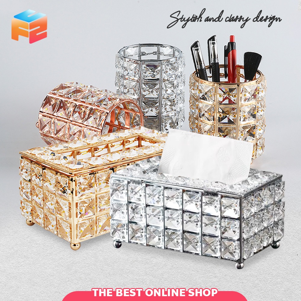 F2C Crystal Tissue กล่องทิชชู่งานคริสตัล Box Nordic Style สวยงาม