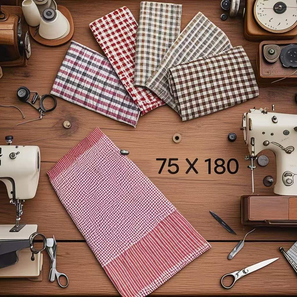 🎁ผ้าขาวม้า ตรารถไฟ เย็บริม🎁 ขนาด 75x180 ซม. 1 ผืน! ผ้าขาวม้าทอบ้านไร่ พร้อมใช้งานทันที  #ผ้าสวย