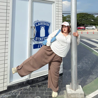 Croissant Pants (กางเกงขายาวครัวซองต์) กางเกงขายาวทำงาน ทรงกระบอกใหญ่🤎✨📸 | Geebeety