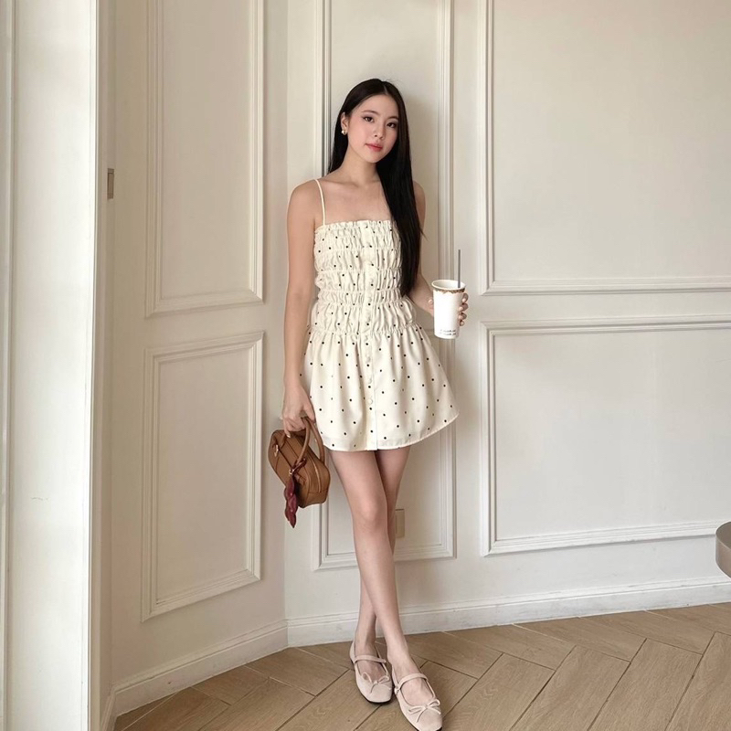 Daiquinii.bkk-Honey dress polka dot cream ราคา ถูกที่สุด ดีลบีเคเค แกลเลอรีภาพที่ 6