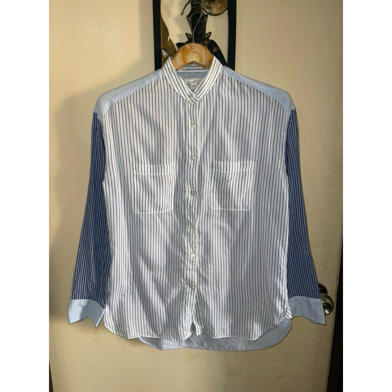 เชิ้ตฟ้าขาวหญิงคอจีน gap แท้ อก37