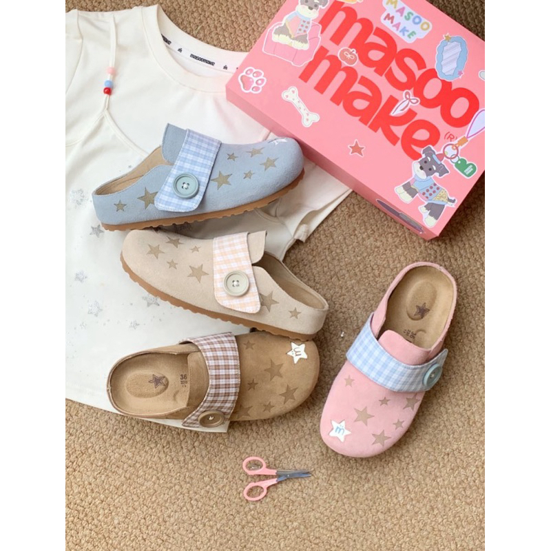 masoomake pre-order| รองเท้าแตะ ลายดาว boston slippers custom star (ใช้โค้ดลด 20-25%) จากช็อปแท้