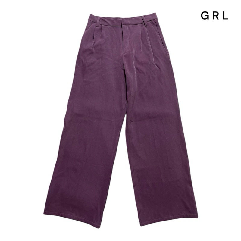 กางเกงขายาวสีม่วงทรงกระบอกใหญ่ GRL