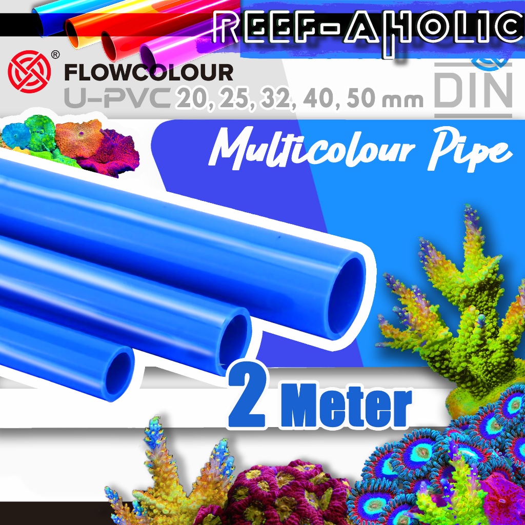 RA Flowcolour ท่อน้ำเงิน Blue U PVC Pipe 20 - 50 mm. ยาว 2 เมตร ประหยัดข้อต่อตรง แต่ค่าส่งแพง เหอๆ