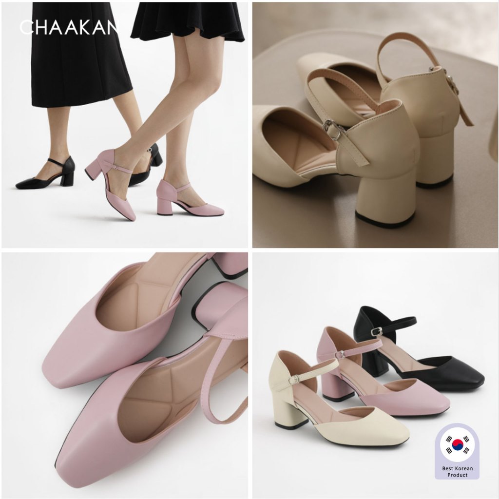 CHAAKAN [สินค้าจากเกาหลี 100%] Selma Mary Jane Heels รองเท้าส้นสูง ส้นบล็อก 6ซม. พื้นนุ่ม น้ำหนักเบา กันลื่น สบาย เกาหลี