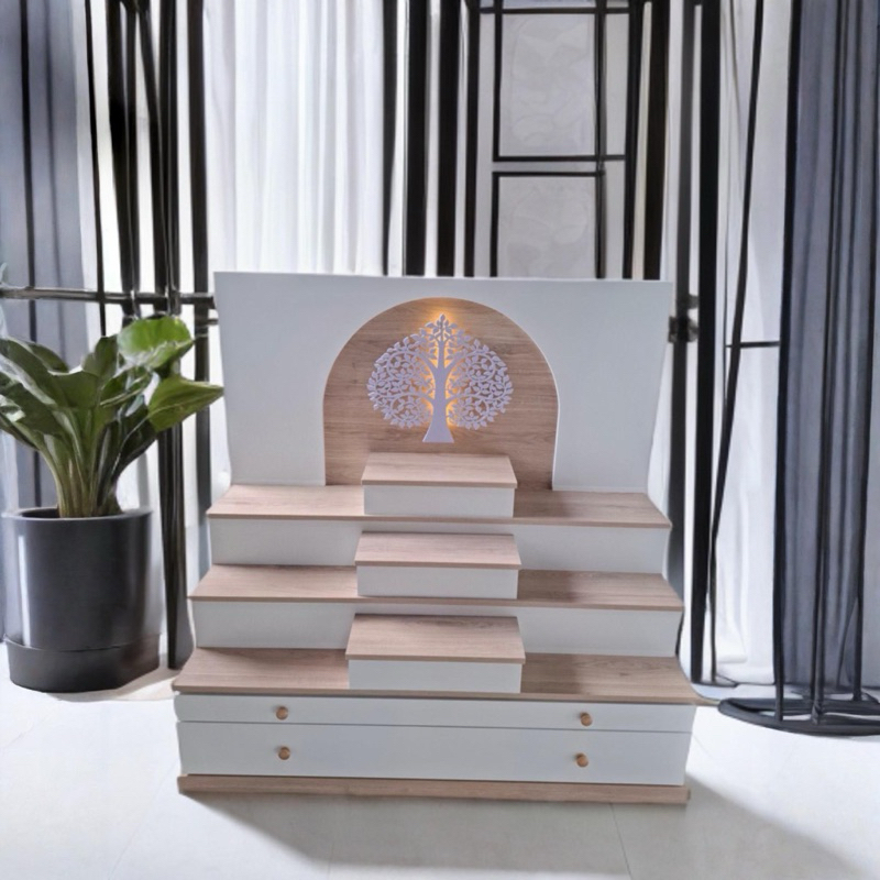 หิ้งพระสไตล์โมเดิร์น โต๊ะหมู่บูชา รุ่น MINIMAL-L120 (120x51.5x120 ซม.) รวมส่ง