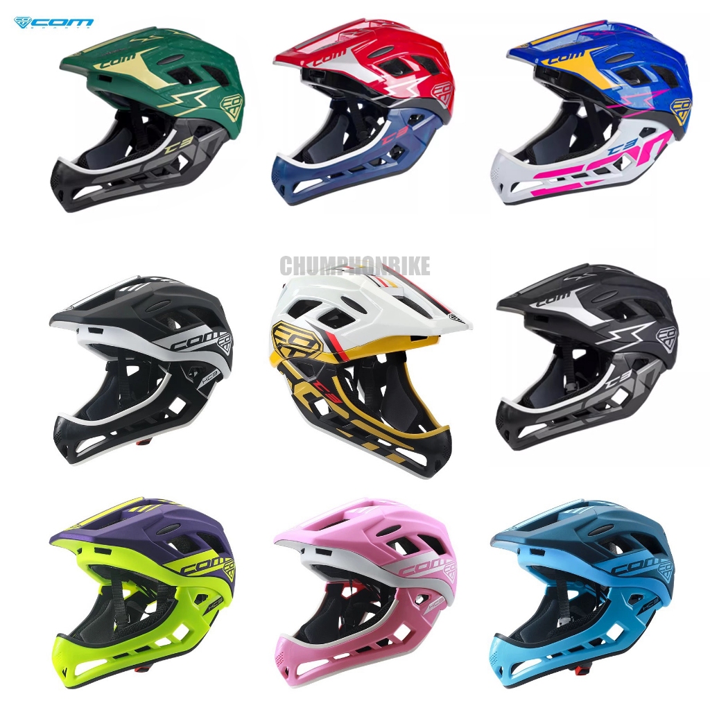 หมวกจักรยานเด็ก COM SPORTS C3 KC3 C5 ถอดคางได้ หมวกขาไถ Balance Bike Kid Helmets สำหรับเด็ก 2-7 ขวบ