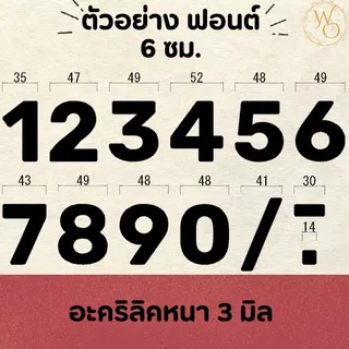 ตัวเลขบ้านอะคริลิค ตัวเลขอะคริลิค บ้านเลขที่อะคริลิค หนา 3 mm สูง 6 cm และ 10 cm สีดำ (แบบที่7)