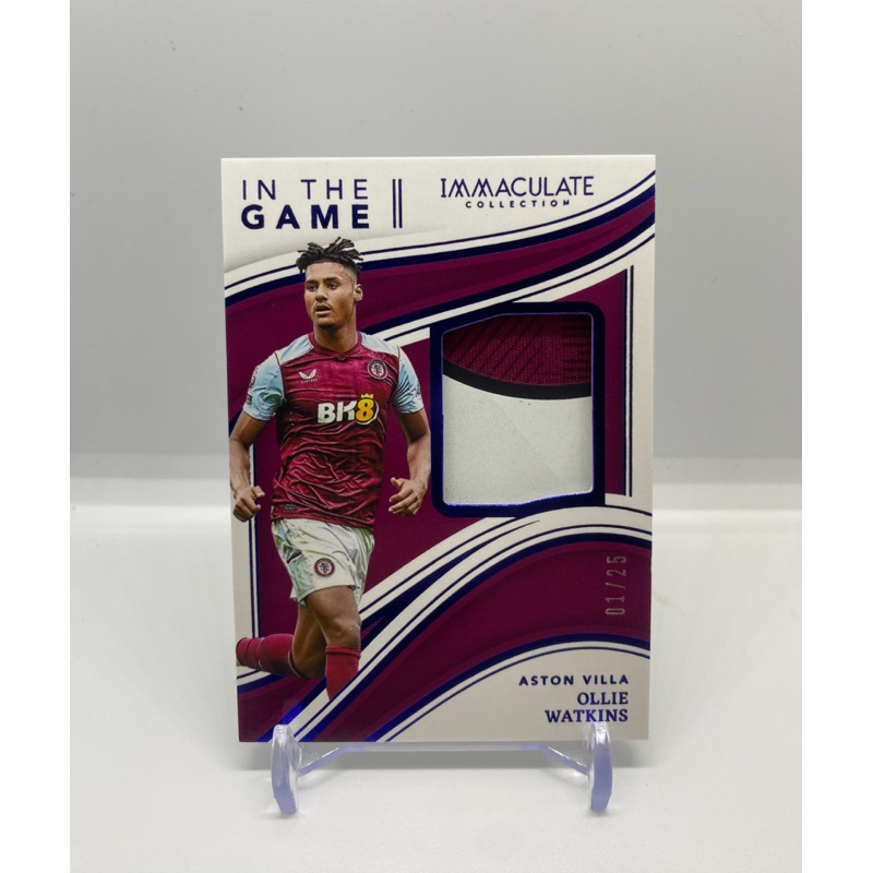 การ์ดฟุตบอล👕ชิ้นส่วนผ้า OLLIE  WATKINS ASTON VILLA IN THE GAME /25 2023-24 PANINI-IMMACULATE COLLECT