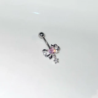(ขายดี) จิวสะดือสแตนเลสแท้ พร้อมส่งจากไทย🎀⭐️ความยาวก้าน4ระดับ 6,8,10,12mm