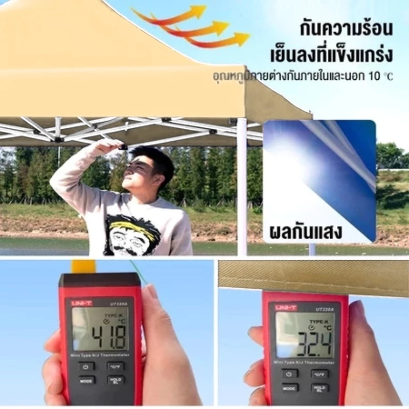 เต็นท์ขายของ 2x3 3x3 2x2 3x4.5 3x6 M โครงเหล็กหนาพิเศษ ผ้าใบ 2300D thumbnail 5