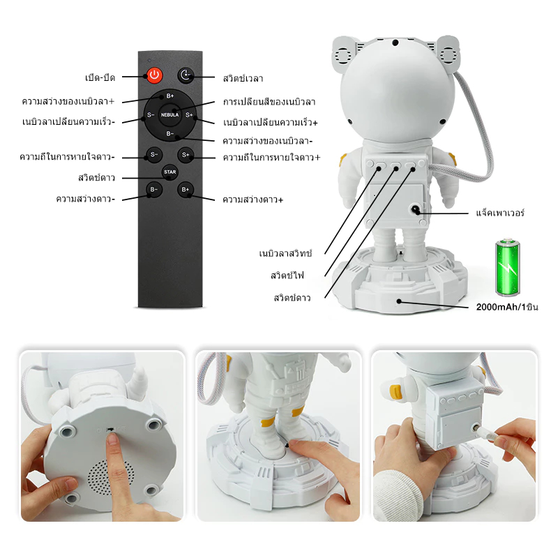 AIDIY โปรเจคเตอร์อวกาศ 8 โหมด RGB 360° ปรับได้ รีโมทคอนโทรล ไฟกลางคืนห้องนอน/ห้องนั่งเล่น | รับประกัน 12 เดือน - รูปที่ 5