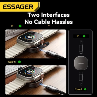 Essager แท่นชาร์จไร้สายสำหรับนาฬิกา Max 2.5W เข้ากันได้กับอะแดปเตอร์ iOS Type C SE รุ่นที่ 2 ถึง 9