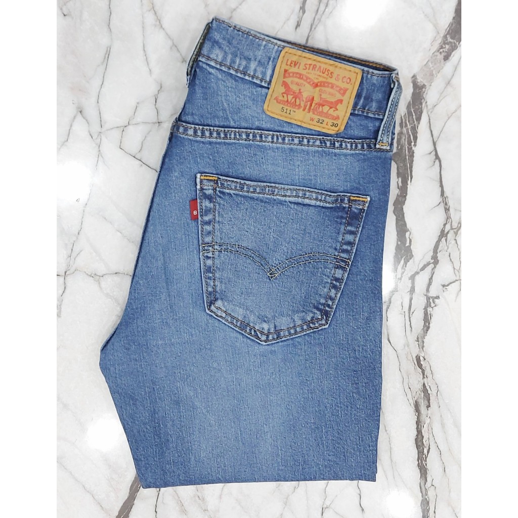กางเกงยีนส์ มือสอง for ลีวาย 511 ขาเดฟ ซิป เอว32 ยาว28 ป้ายR MADE IN BANHLADESH ผ้ายืดCOTTON70% (SL1