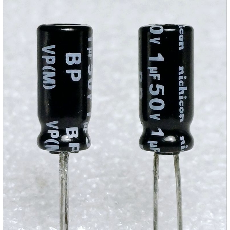 Nichicon VP BP 1uf 50v Bipolar Capacitor bipolar bp คาปาซิเตอร์ ตัวเก็บประจุ ไบโพลาร์ ไบโพล่า ไม่มีข
