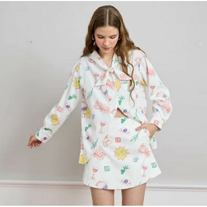 (Used Like New)ไซส์ S🌸🤍 KANNI - SAILOR SHIRT เสื้อเชิ้ตแขนยาวทรงกะลาสีเรือ🐬🦢