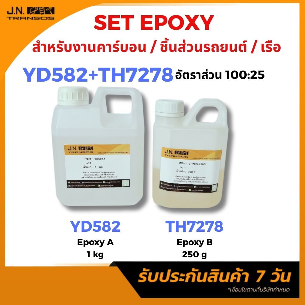 SET เรซิ่นอีพ็อกซี YD582:TH7278 ขนาดบรรจุ 1kg: 250g. เหมาะกับงานคาร์บอนไฟเบอร์ /งานเรือ/ ชิ้นส่วนรถยนต์/งานกีฬา พร้อมส่ง