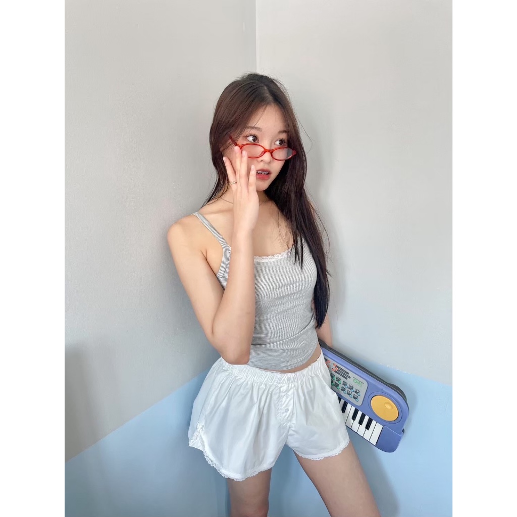 Choosedress A5560 Lullaby Cozy Shorts กางเกงขาสั้นเเต่งขอบลูกไม้ รูปที่ 3