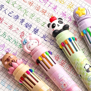 ปากกา ลายหัวการ์ตูนน่ารัก 12สี 10สี ในด้ามเดียว ขนาดหัวปากกา 0.5 มม. อุปกรณ์เครื่องเขียน สินค้าพร้อมส่งในไทย