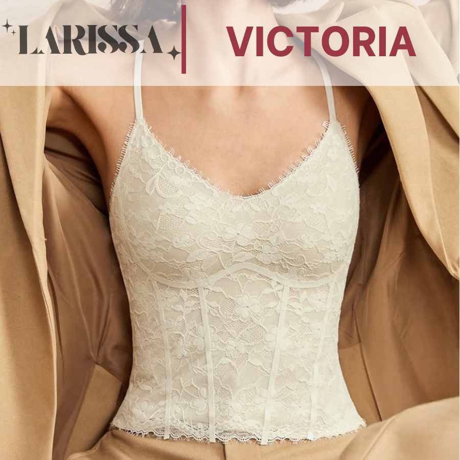 Larissa VICTORIA TOP BRA  สายเดี่ยวลูกไม้ ผ้านุ่ม ปรับสายได้ ฟองน้ำล็อกเต้า