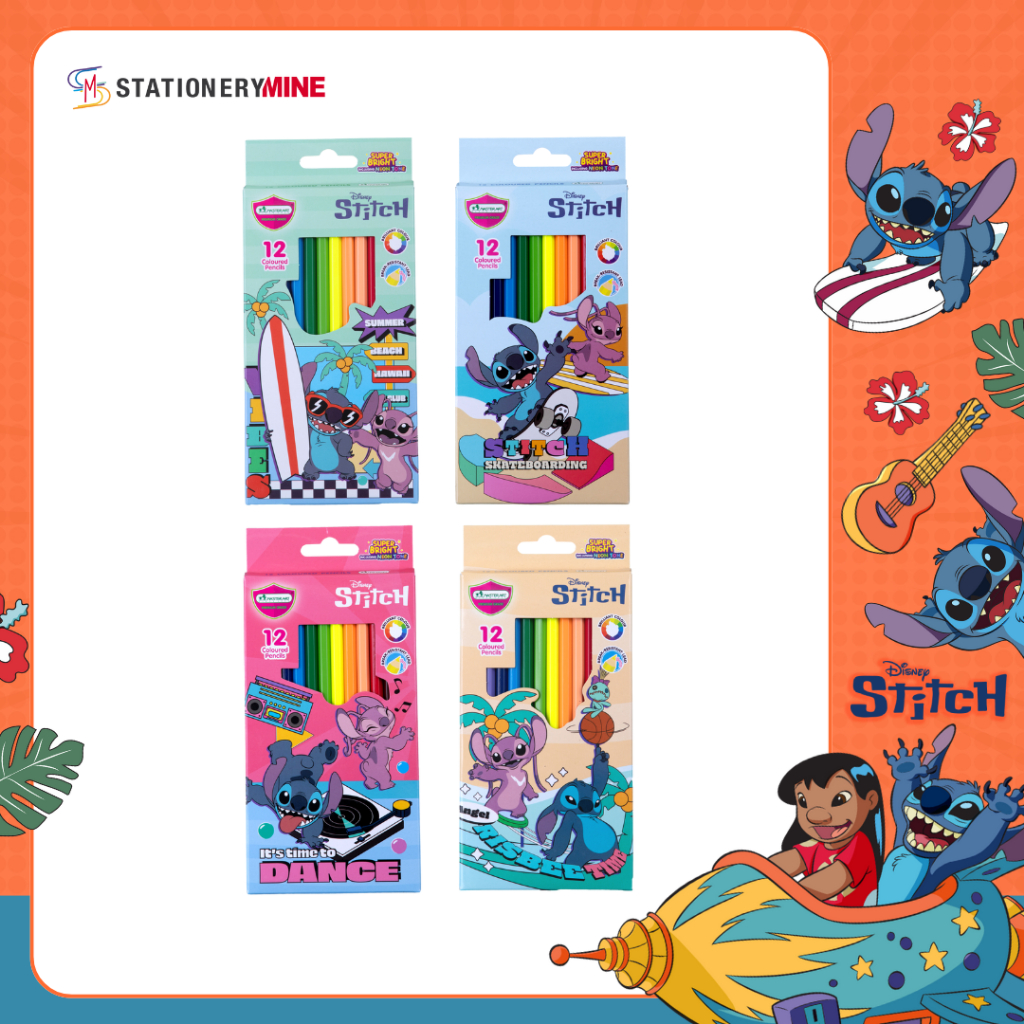 Master Art สีไม้ ดินสอสีไม้ แท่งยาว 12 สี ลาย Stitch ลิขสิทธิ์แท้ (คละลาย) จำนวน 1 กล่อง