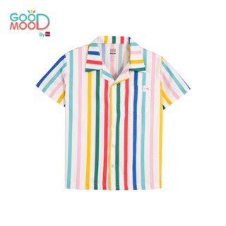 Good Mood by bsc เสื้อฮาวาย พิมพ์ลายริ้ว สีแฟนซี สำหรับเด็กอ…