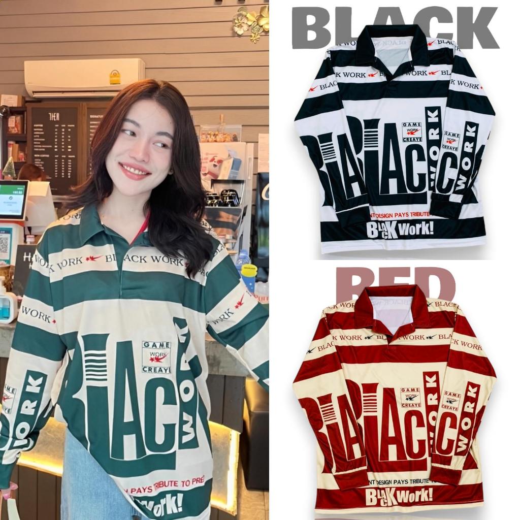 ( N73 ) เสื้อแขนยาวคอปก Black work 5สี โปโล Polo