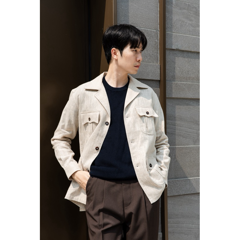 TOFFY & BROWN / LINEN SAFARI JACKET (BEIGE)