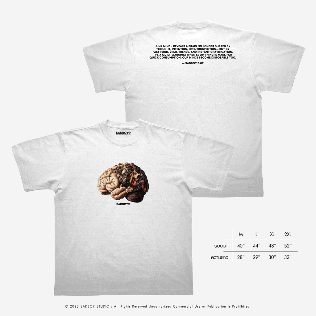 [ ส่งด่วน ] SADBOY® | Junk Mind | 100% Organic Cotton ราคา ถูกที่สุด ดีลบีเคเค แกลเลอรีภาพที่ 2