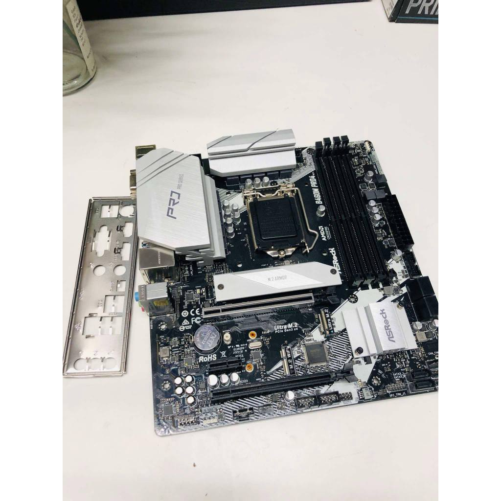MAINBOARD 1200 ASROCK B460M PRO4   gen10 สินค้าใช้งานแล้ว ไม่มีกล่อง สภาพดี พร้อมฝาหลัง