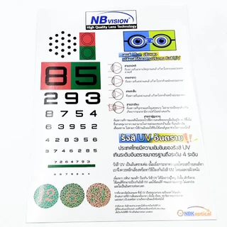 [พร้อมส่ง🇹🇭]แผ่นวัดสายตาระยะมองใกล้ เนียร์ชาร์ต อ่านหนังสือ 85 (1กระดาษรวม2แบบ)ระยะ30~40cm. กันนํ้า