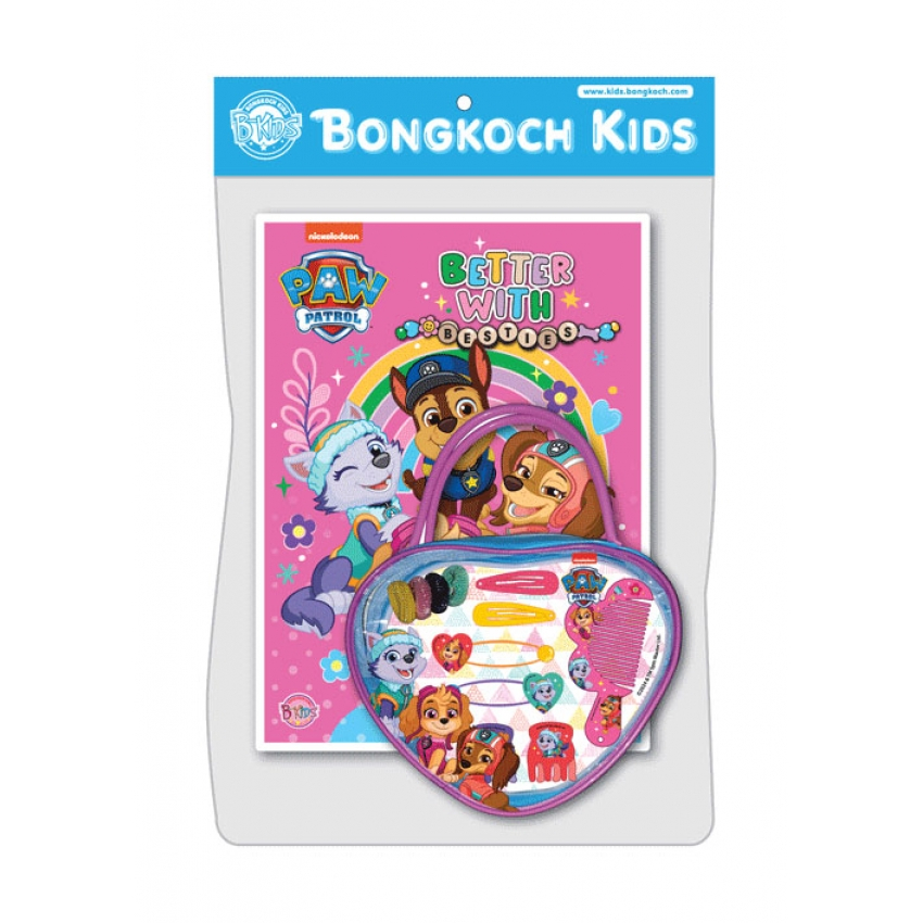บงกช bongkoch หนังสือเด็ก PAW PATROL เกมและระบายสี BETTER WITH BESTIES + กระเป๋าหัวใจพร้อมเครื่องประดับผม