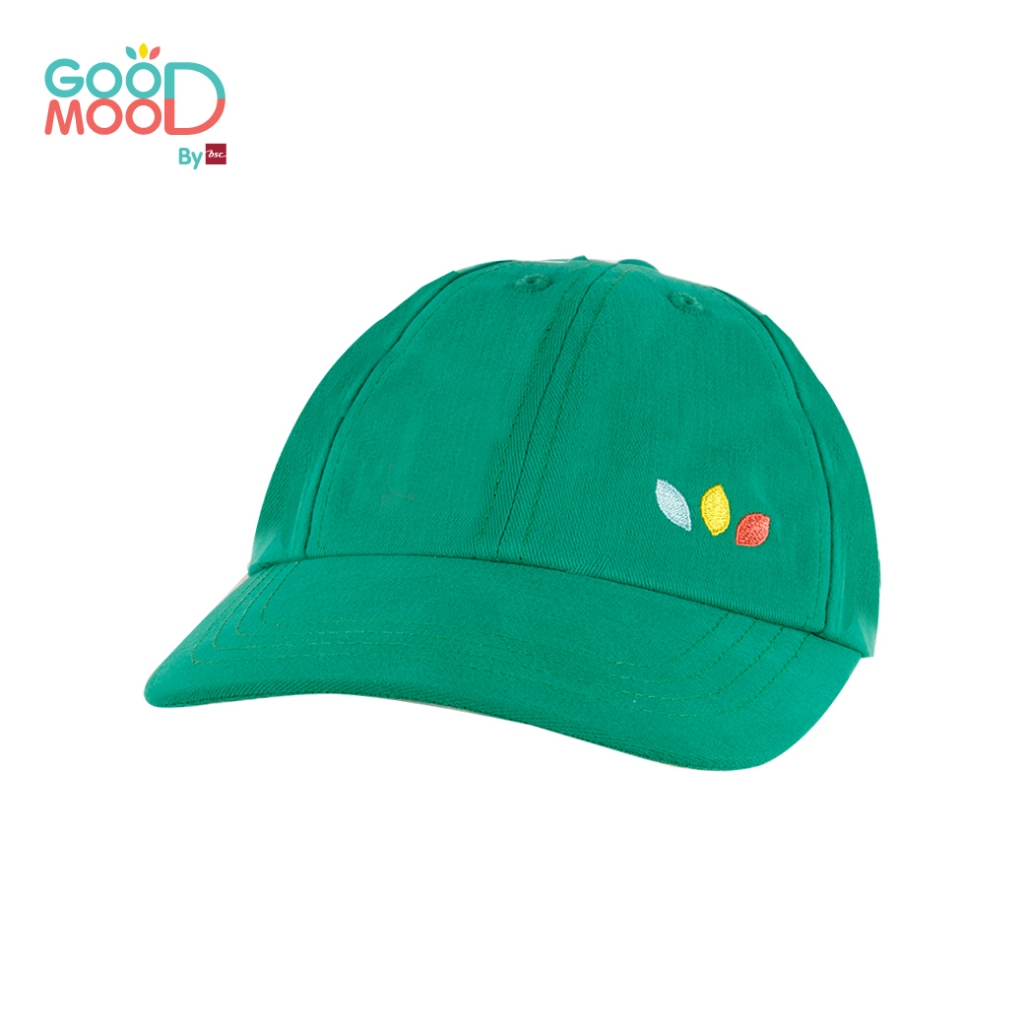 Good Mood by bsc หมวกแก๊ปปักโลโก้ GOOD MOOD ด้านข้าง สีเขียว ไซซ์ L สำหรับเด็กอายุ 3-6 ปี ผ้าทวิล