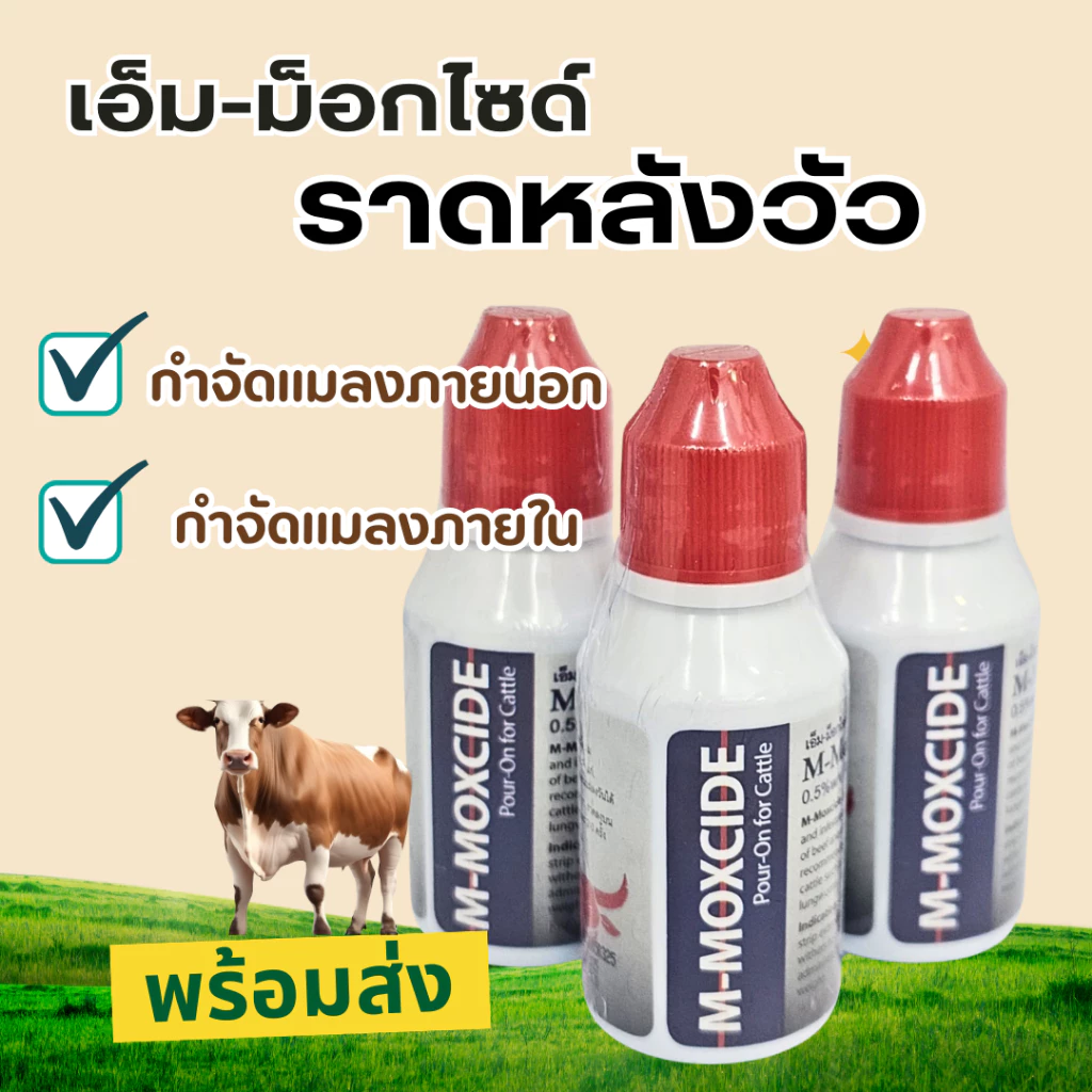 เอ็มม็อกไซด์ ราดหลังวัว ไล่แมลง กำจัดแมลงภายนอก 30ml กำจัดเห็บหมัด