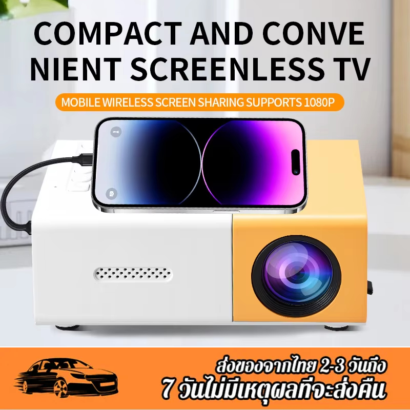 🔥 โปรเจคเตอร์จิ๋ว 3-in-1 พร้อมจอ 72 นิ้ว + ขาตั้ง | เครื่องเล่นวิดีโอในบ้าน พกพาได้ ดูหนังกลางแจ้ง รองรับ USB/TF/AV