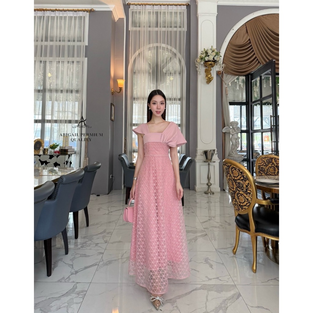 ALICIA BRAND ALC014 ชุดแม็กซี่เดรสยาวออกงานแต่งแขน