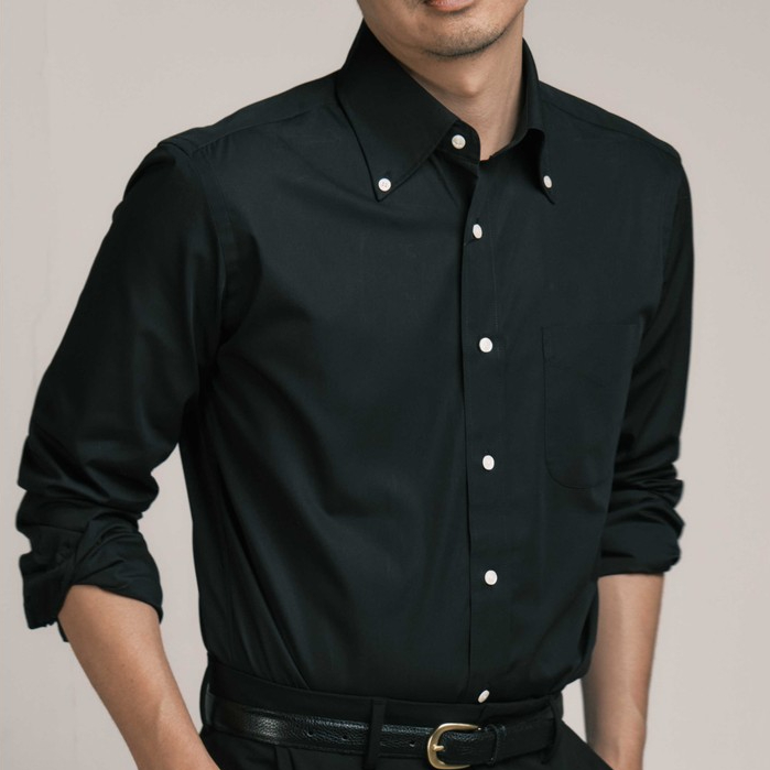 era-won ALTERNATIVE SHIRT - HIGHT ROLL BUTTON DOWN เสื้อเชิ้ตคอปก สี Black