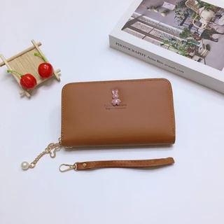 DN005#กระเป๋าสตางค์ใบกลางมีช่วงใส่บัตรงทั้งหมด4ช่อง 📌วัดสุด:หนังPU รุ่นใหม่มีสายคล้องมือทุกใบค่ะ